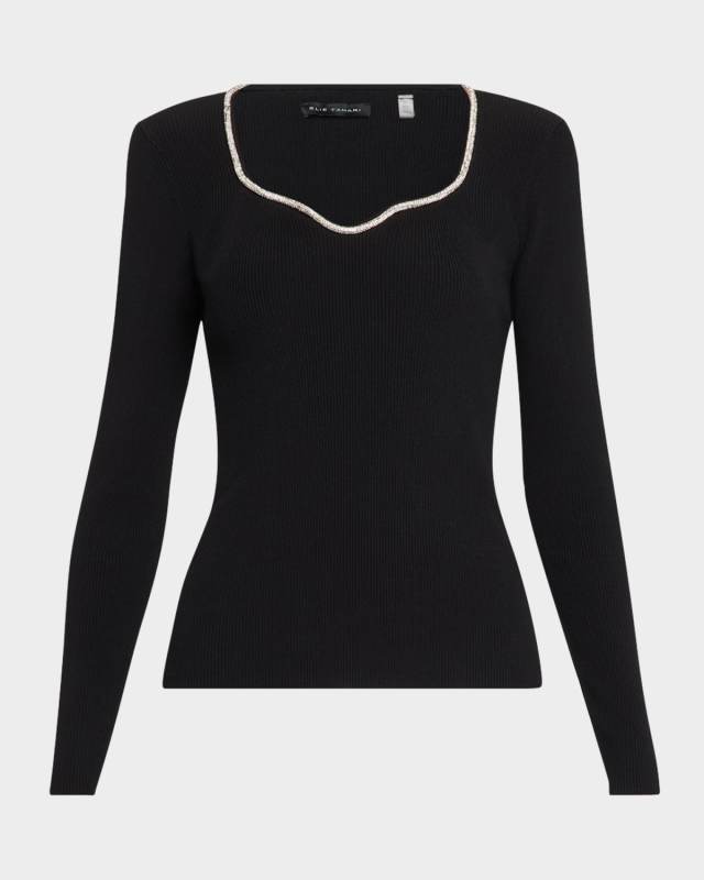 The Ana Crystal Square-Neck Sweat